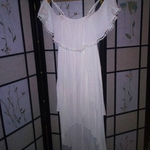 White off the shoulder sundress. High low. Size small
